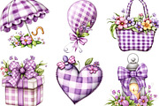 Spring Purple Gingham Clipart Bundle, an Illustration by Designking (Thumbnail 2 of 5)