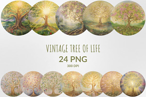 Watercolor Vintage Tree Of Life