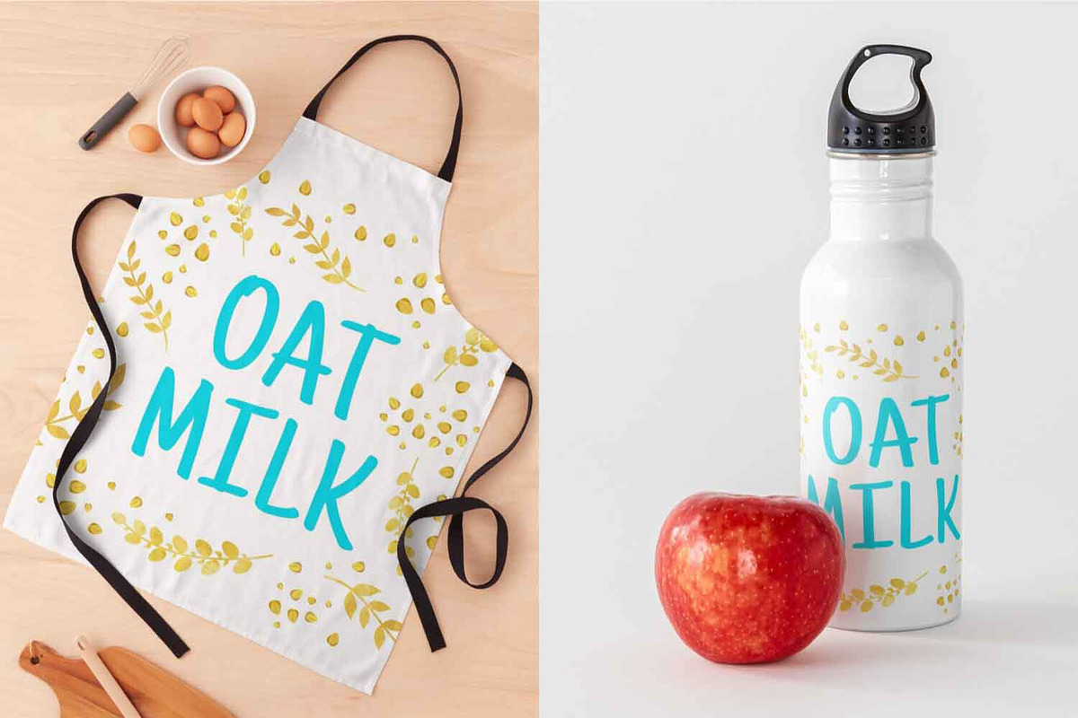 Oat Milk logo watercolor design, a Branding & Logo Template by PatapovaVika (Photo 5 of 7)