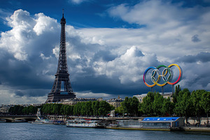 Paris skyline featuring the Eiffel T, a Photo by Tanuart