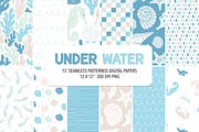 Summer Digital Paper, Under the Sea, a Pattern Graphic by Paper Starr Studio (Thumbnail 1 of 3)