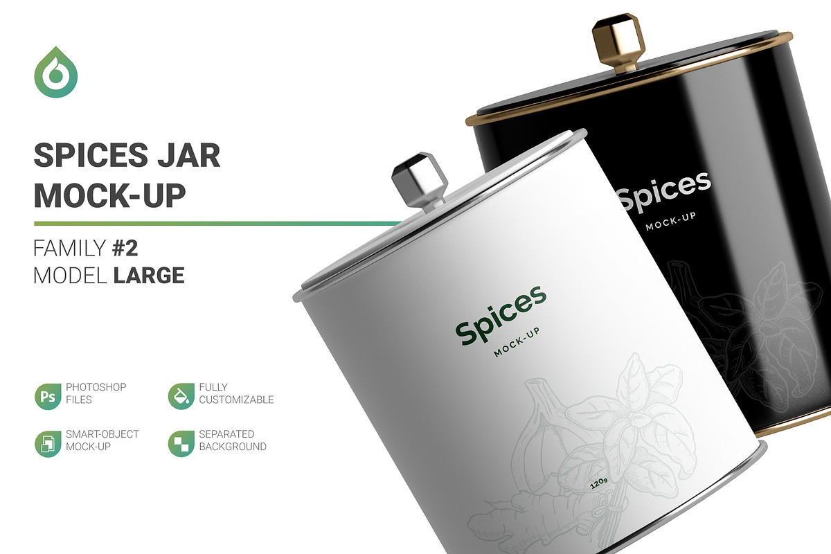 Spices Jar Mockup, a Packaging Mockup by AY Mock-Ups (Photo 1 of 12)