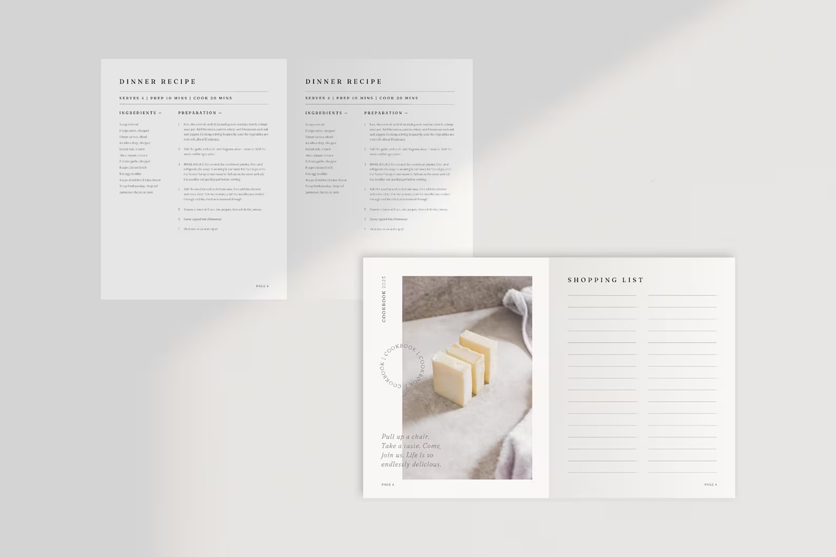 Minimal Cookbook Template Canva, a Marketing Template by frommakertomaker (Photo 5 of 9)
