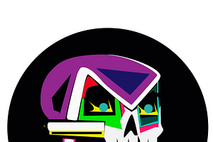 Robot skull colorful with teeth, a Background Graphic by TeaGraphicDesign