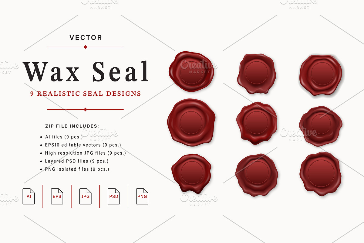 Wax Seal. Vector Set., an Object Graphic by Gomolach (Photo 1 of 11)