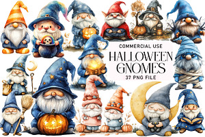 Halloween Gnomes Clipart, an Illustration by Daily.Designs