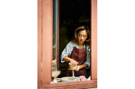 Female artist sculpts crafts with, an Arts & Entertainment Photo by Gladkov photography