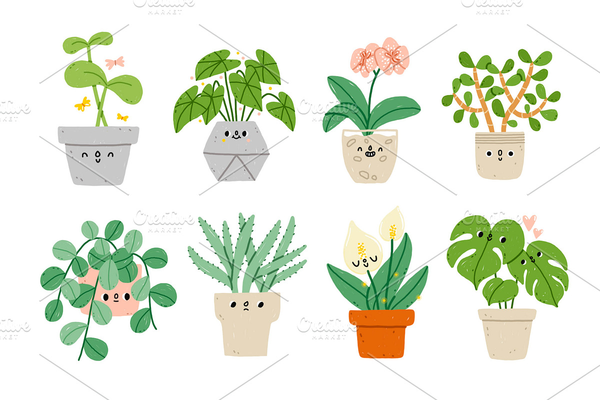 Cartoon house plants characters, a Decorative Illustration by Stolenpencil (Photo 2 of 4)