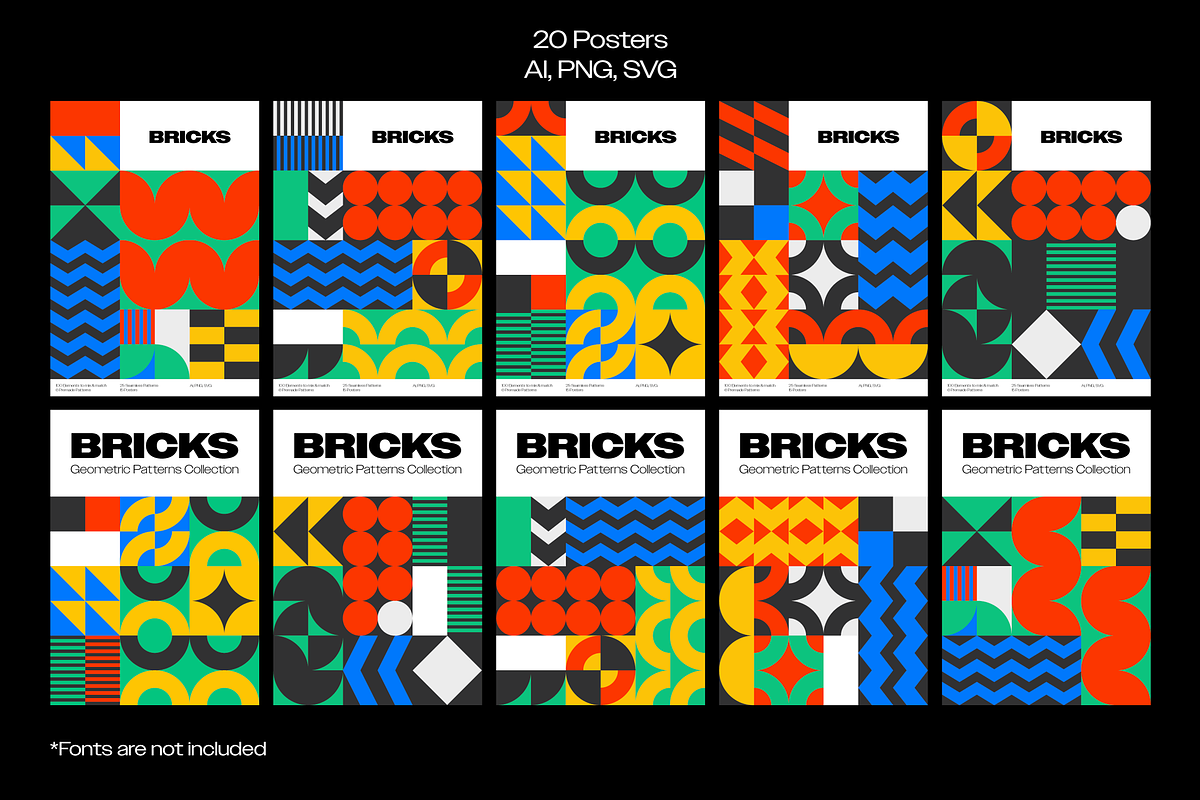 BRICKS-Geometric Pattern Collection, a Pattern Graphic by Katedsgn (Photo 12 of 12)