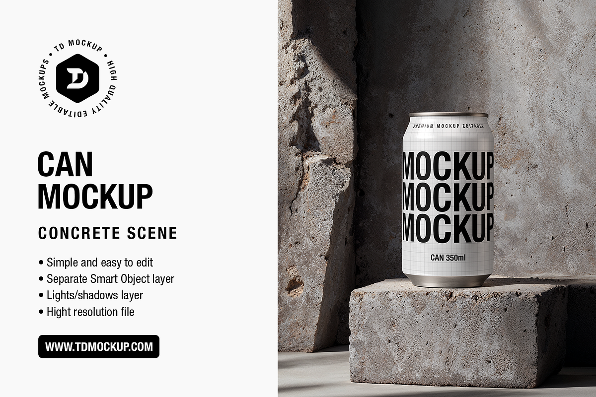 Can Box - Concrete Scene, a Packaging Mockup by TD Mockup