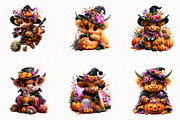 Halloween Highland Cow Clipart, a Seasonal Illustration by fashionaddict (Thumbnail 4 of 7)