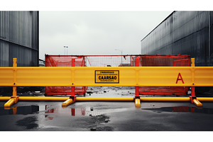 passersby yellow and black caution, an Industrial Photo by pikepicture