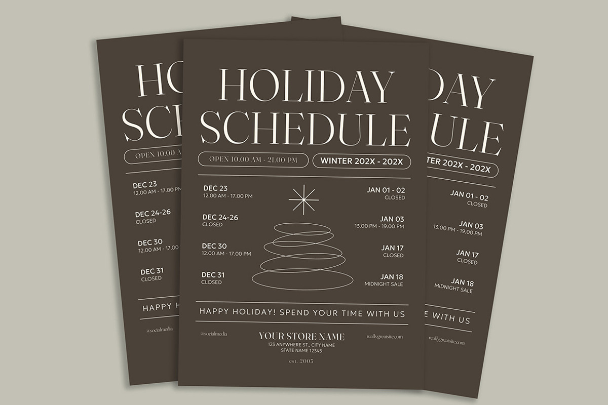 Holiday Schedule Flyer, a Flyer Template by Gumico Studio. (Photo 2 of 3)