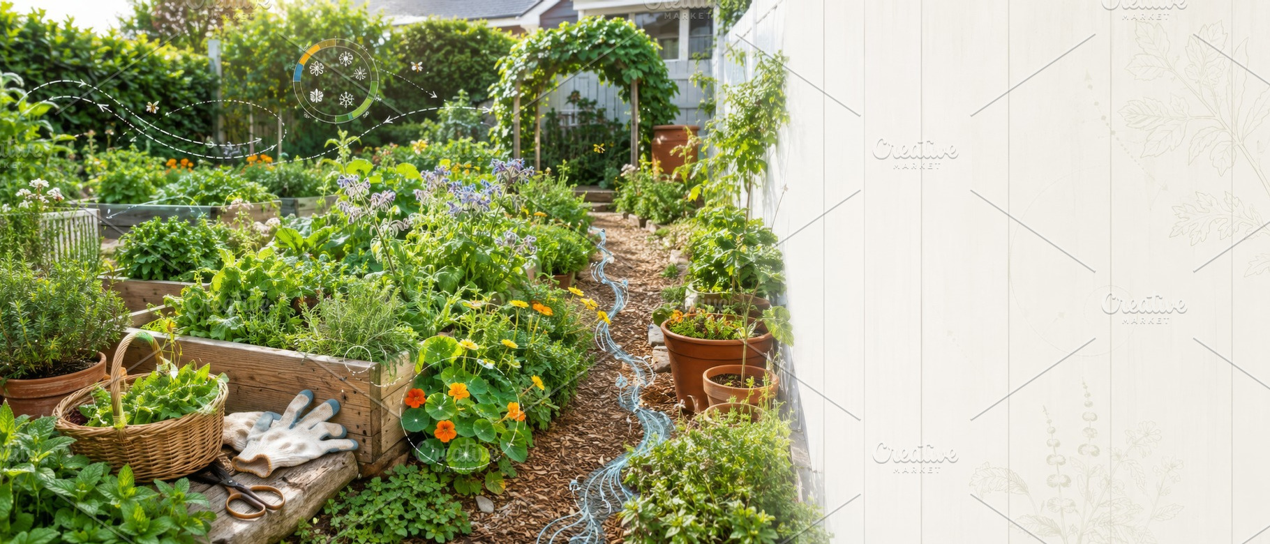 Foraging garden home with lush plant, a Photo by Dvoevnore photos