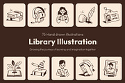 Library Drawing Illustration Set, an Outline Icon by Vectors Market (Thumbnail 1 of 8)