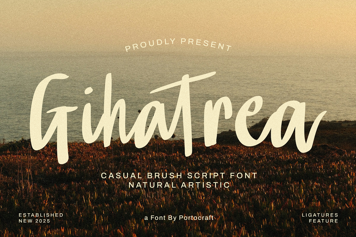 Gihatrea Casual Brush, a Handwritten Font by Portocraft (Photo 1 of 10)