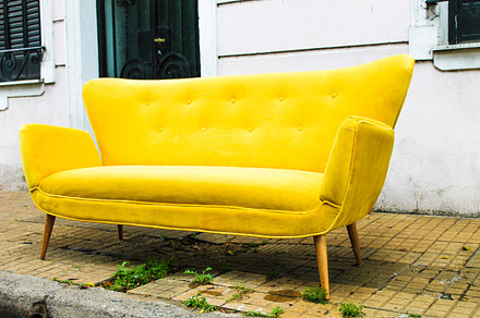 Vintage Sofa in Yellow, an Architecture Photo by Sofiart