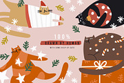 Christmas cats | 100% hand drawn, an Animal Illustration by Olia (Thumbnail 2 of 14)