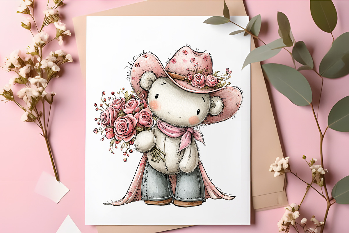 Cute Cowgirl Teddy Bear PNG Clipart, a Seasonal Illustration by RobertsArt (Photo 5 of 5)