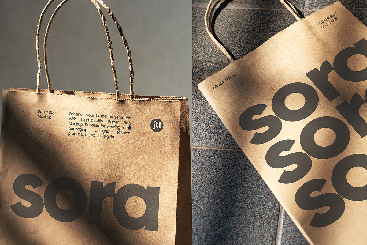 Sora Paper Bag Mockup Set, a Packaging Mockup by Mocktopia (Photo 4 of 8)