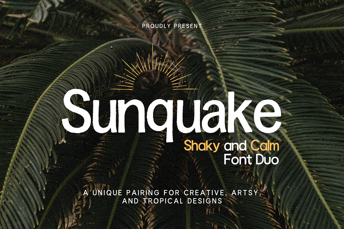 Sunquake - Shaky Display & Calm Font, a Sans Serif Font by Creacy Studio (Photo 1 of 11)