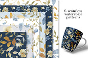 Seamless patterns with blue flowers, a Pattern Graphic by Larisa Maslova (Thumbnail 1 of 3)