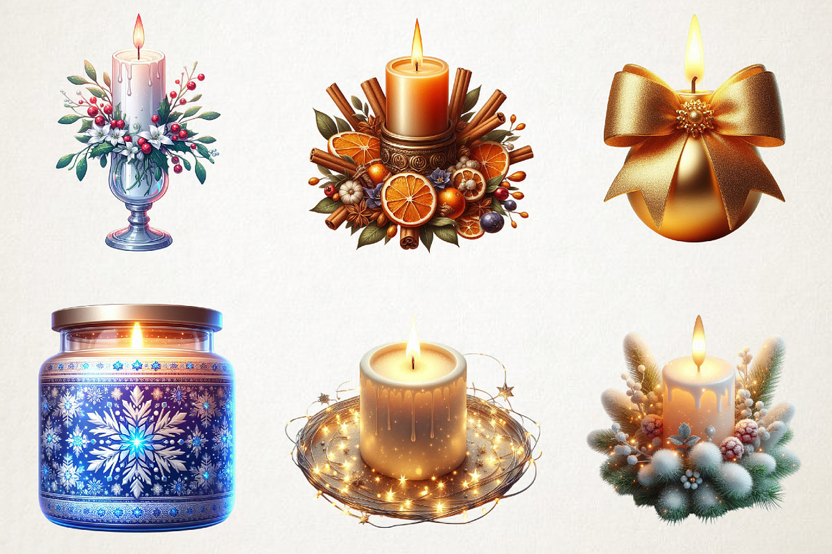 Christmas Candles Watercolor Art, an Illustration by RobertsArt (Photo 4 of 7)