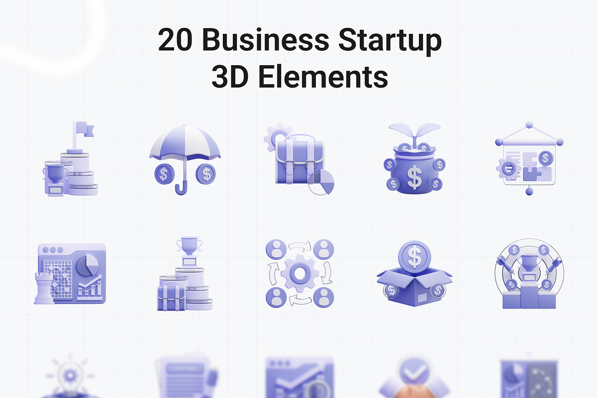 Modern Business Startup 3D Icon Pack, a 3D by graficonstuff (Photo 2 of 4)
