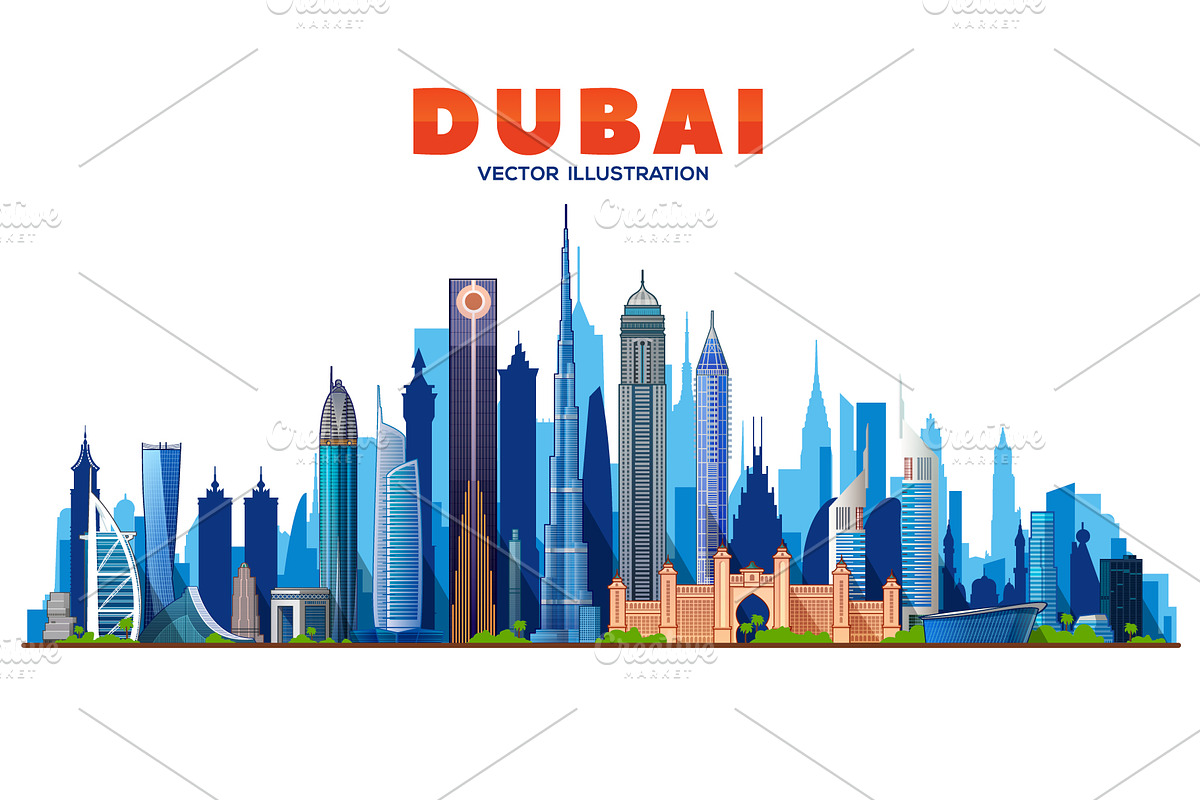 Dubai Skyline. United Arab Emirates, a Work Illustration by Sky and glass (Photo 1 of 4)