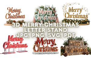 3D Merry Christmas Letter Stand