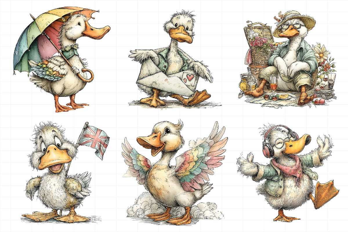 Cute Geese Clipart Sublimation, an Illustration by Daily.Designs (Photo 3 of 5)
