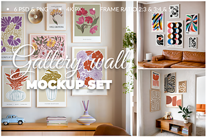 Gallery Wall Frame Mockup Set 6 PSD