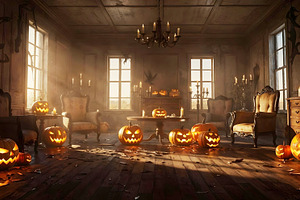 An abandoned Hallowen room decorate, a Holiday Photo by Volff