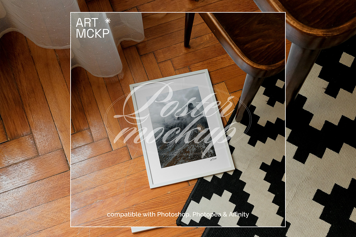 Art frame on a floor interior mockup, a Merchandise Mockup by MCKP*ME (Photo 2 of 3)