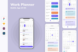 Work Planner Mobile App UI Kit, an UI Kit Template by uicube