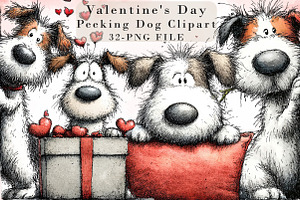 Funny Valentine Peeking Dog Clipart, an Illustration by Libby Wishes