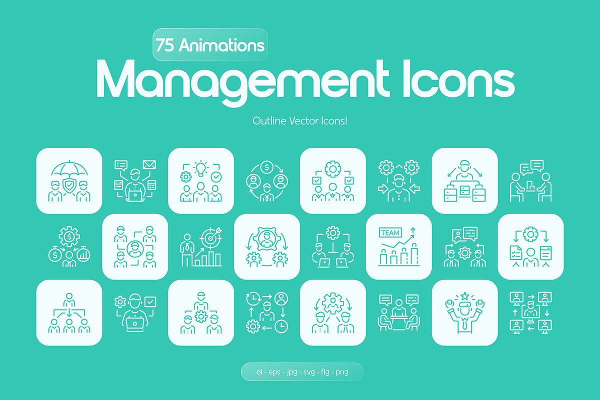 Animated Management Icons Set, an Outline Icon by Prosymbols (Photo 1 of 5)