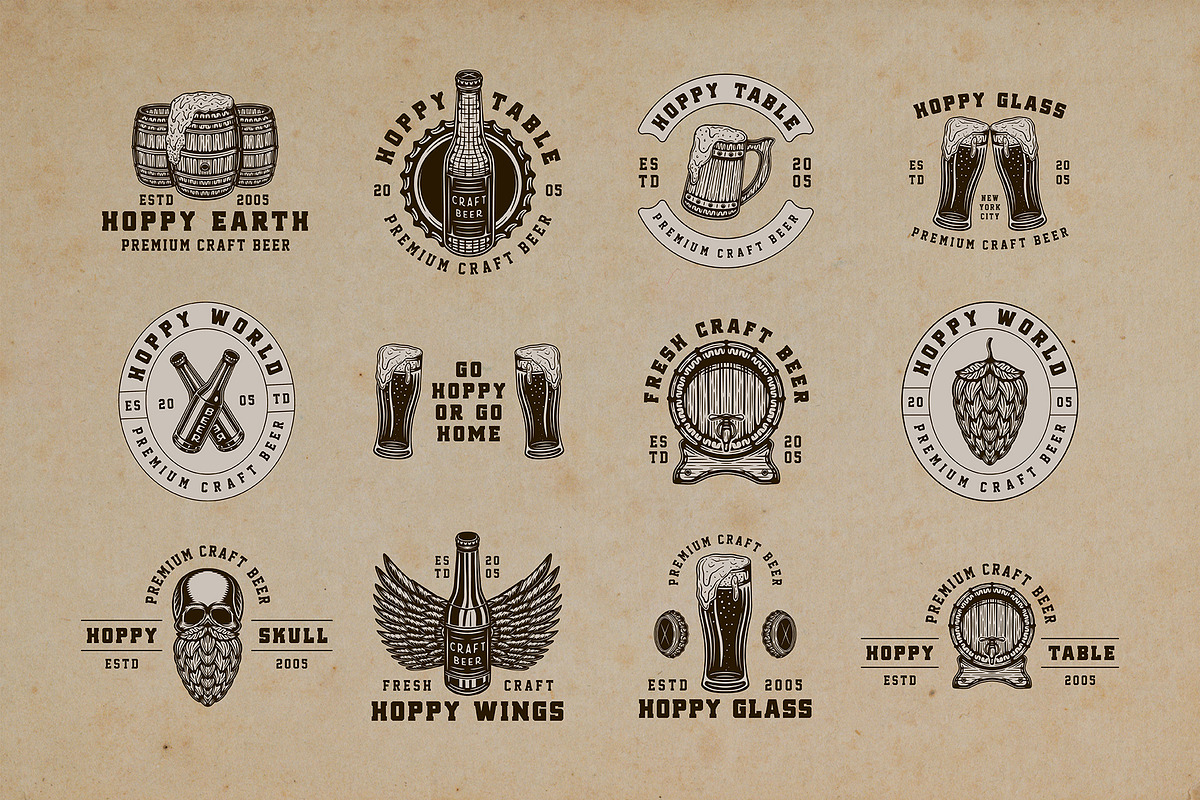 Beer Emblems in Vintage Style Part 1, a Branding & Logo Template by AkimD (Photo 4 of 6)