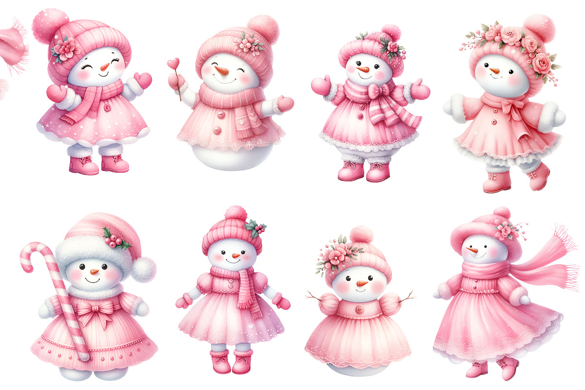 Pink Snowman Clipart, an Illustration by Designworld (Photo 3 of 4)
