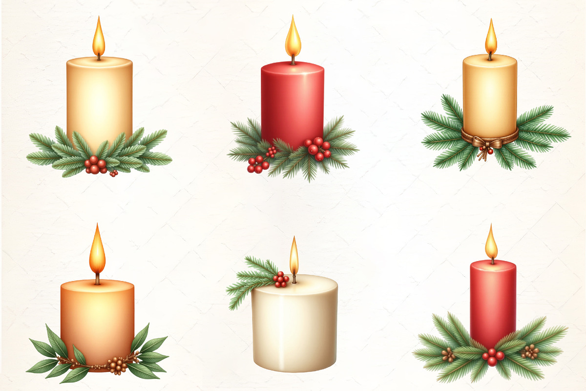 Holiday Candle with Pine Garland Cli, an Illustration by CrexoraLab (Photo 3 of 5)