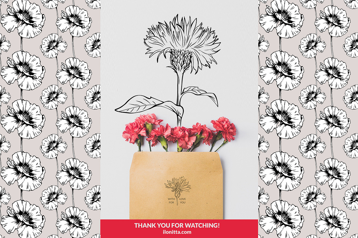 Flowers Line Art. Floral Clipart, a Decorative Illustration by ilonitta (Photo 11 of 11)