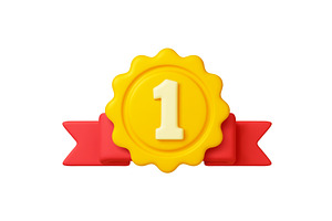 Golden insignia 3d icon. Isolated, an Illustration by Valerie Bodnar