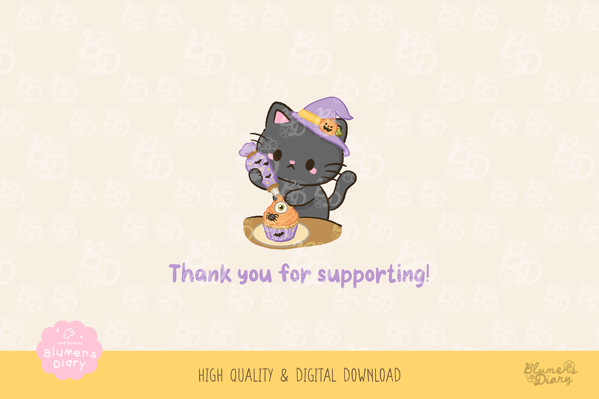 Haunted Tea Party Black Cat Clipart, a Seasonal Illustration by Blumensdiary (Photo 6 of 6)