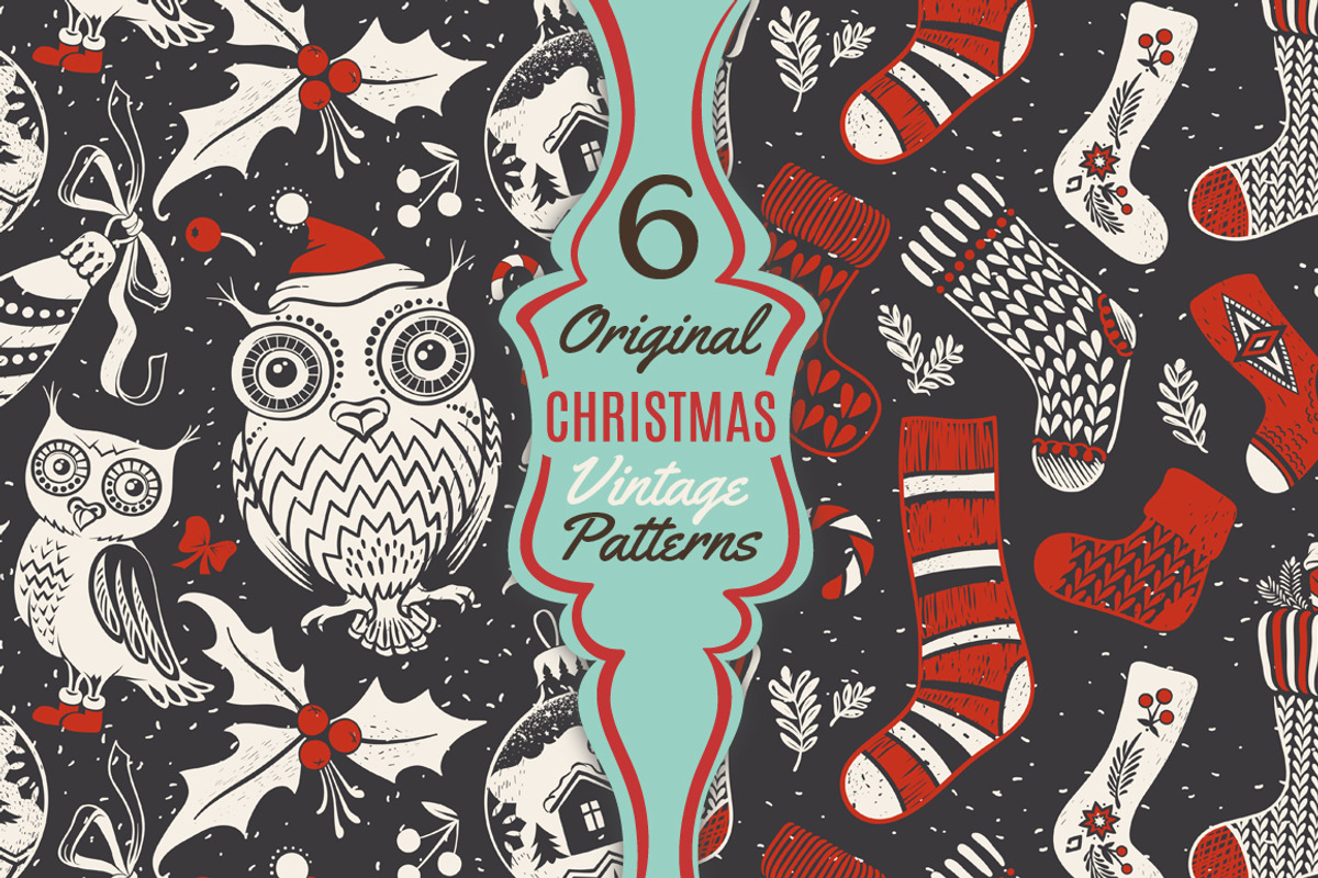 Vintage Christmas Cartoon Patterns, a Pattern Graphic by Adiemus (Photo 1 of 8)