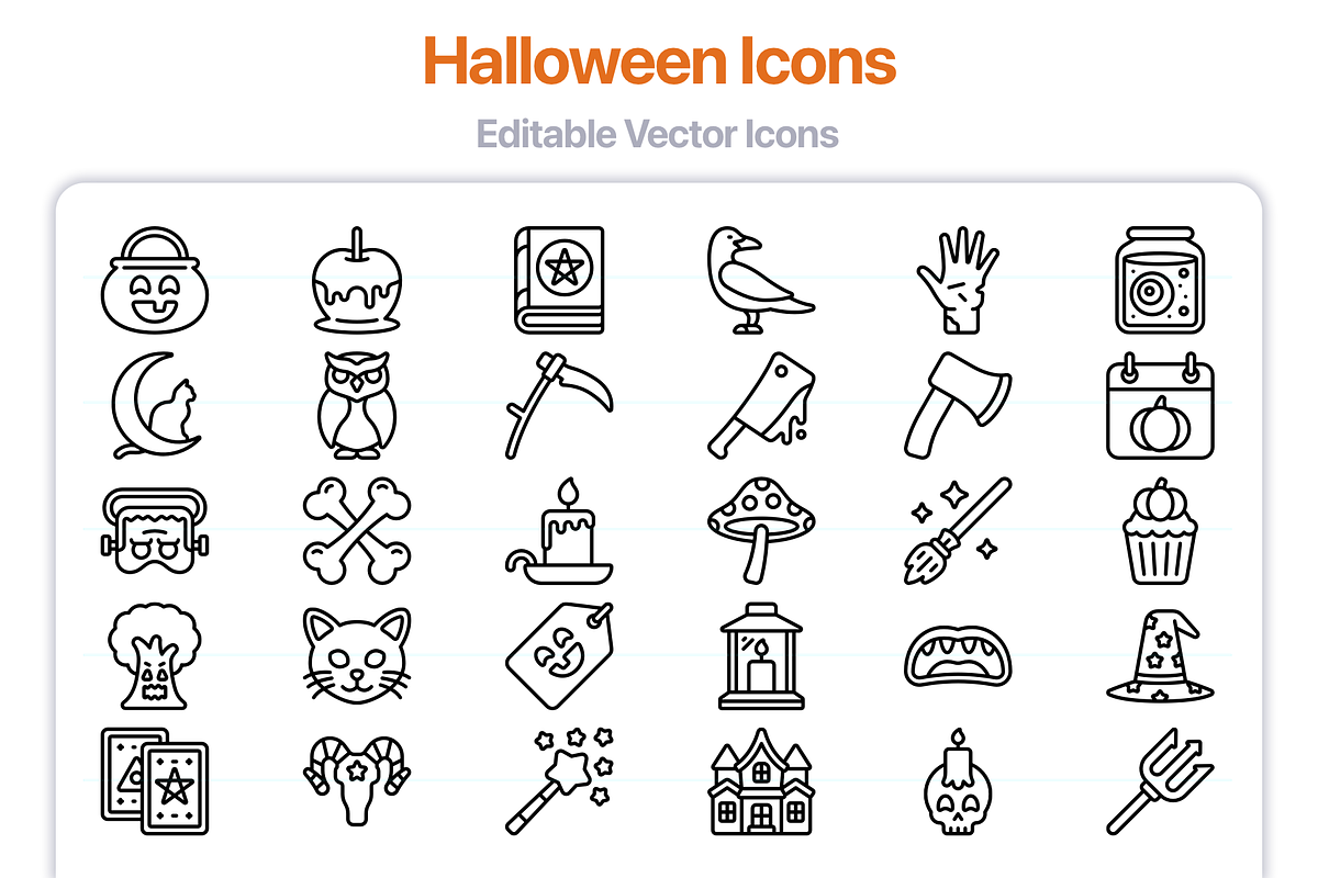 60 Halloween Line Vector Icons, an Outline Icon by Juicy Icons (Photo 6 of 6)