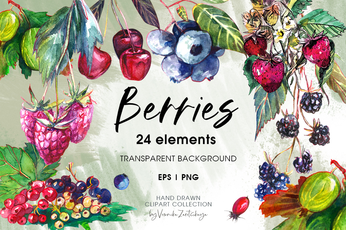 Berries hand drawn elements, an Object Graphic by ArtSpotVeronika (Photo 1 of 7)
