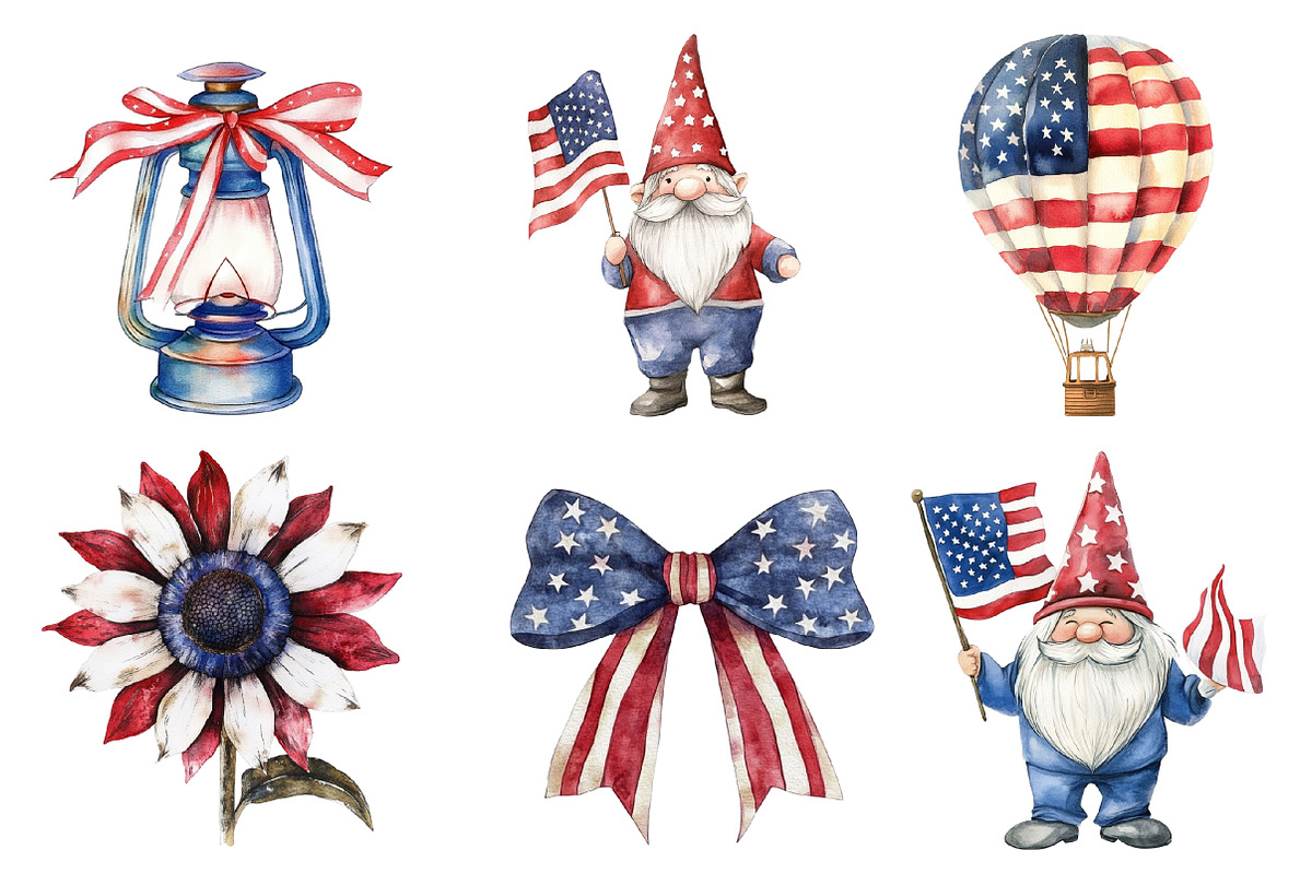 4th of July Rustic Patriotic Clipart, an Illustration by SinaCreation (Photo 5 of 5)