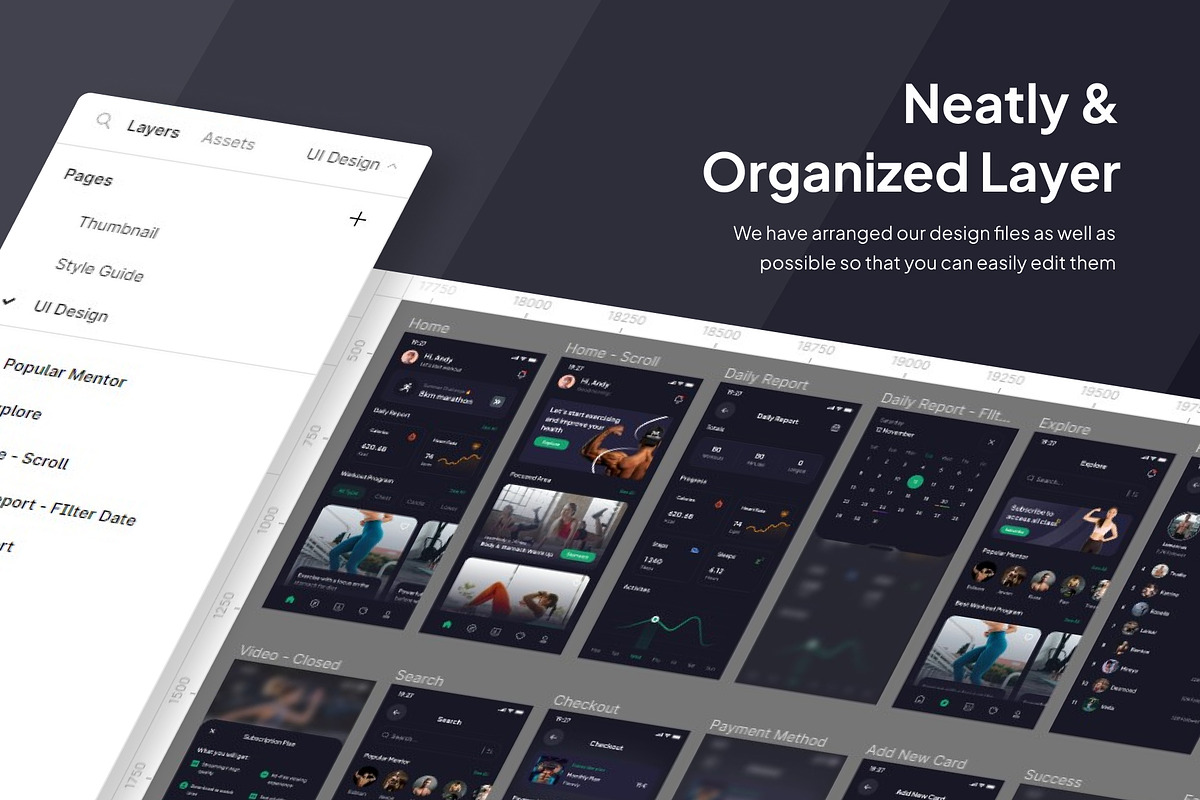 Fitnesly - Workout UI KIts App, an UI Kit Template by Minialis (Photo 3 of 6)