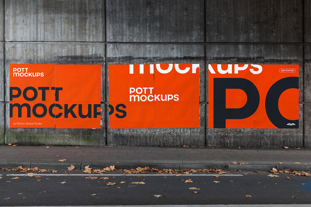 Six Din Poster Mockup Concrete Wall, an Advertising Mockup by pott.mockups (Photo 1 of 2)