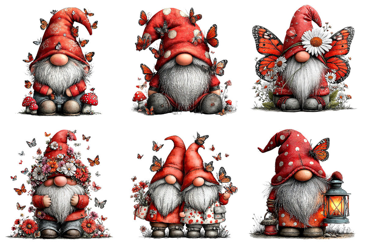 Whimsical Spring Gnome Butterflies, an Illustration by Dream Creation (Photo 3 of 7)
